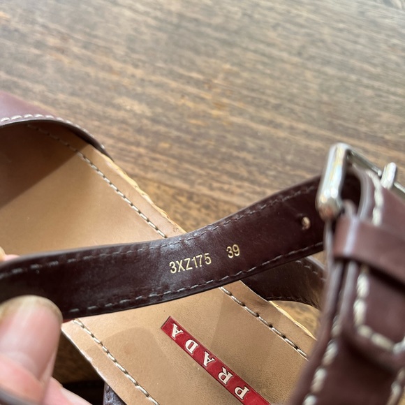 Prada brown leather sabot sandals/espadrilles - Picture 3 of 4